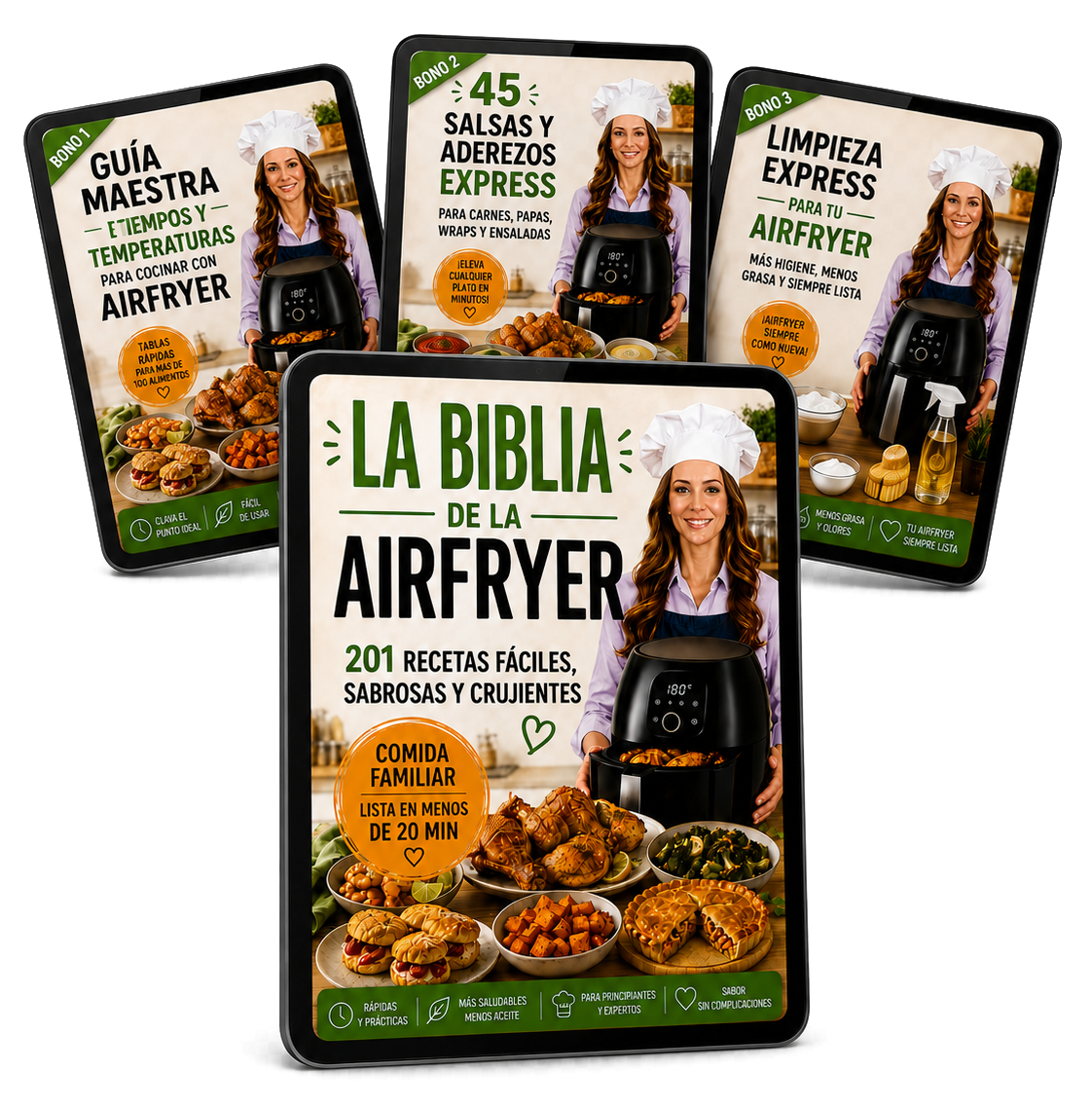 La Biblia de la AirFryer: 201 Recetas Fáciles, sabrosas y Crujientes + 3 BONUS